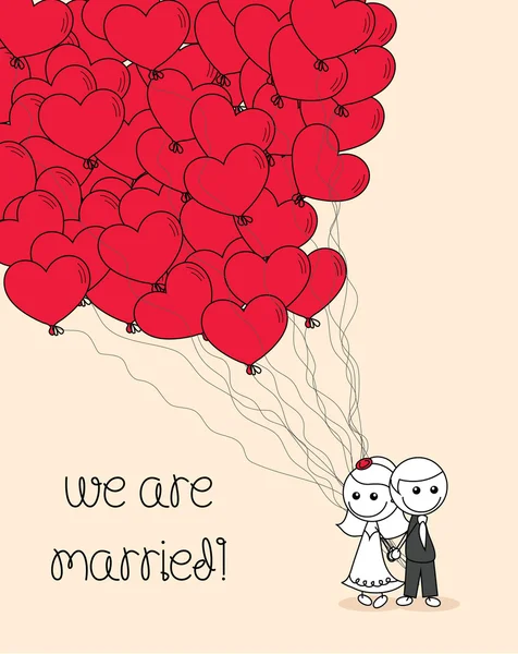 Carino matrimonio coppia doodle — Vettoriale Stock