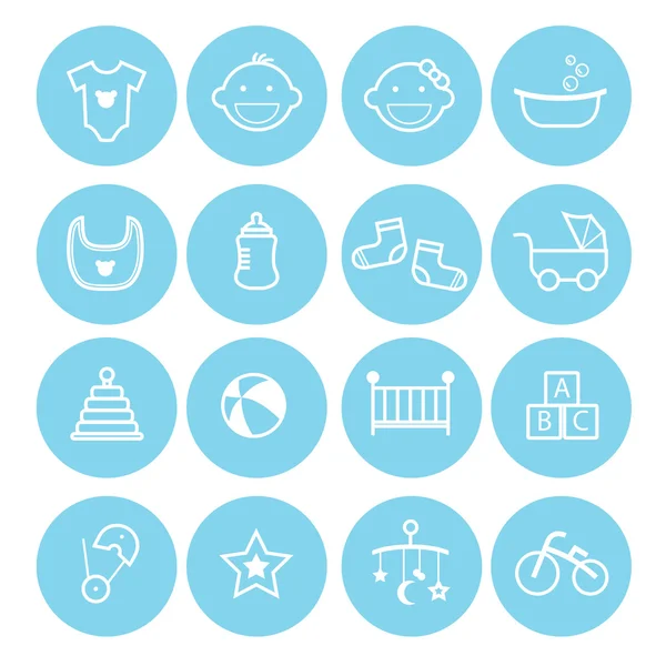 A set collection of baby icons for baby stuff — Stock Vector