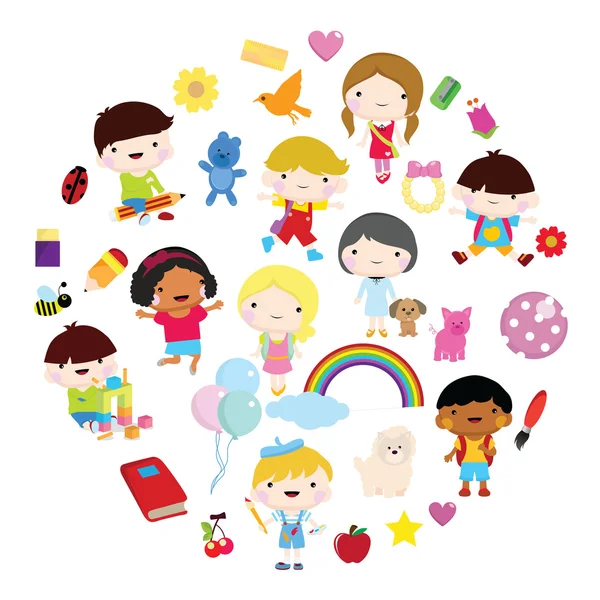 Children and items — Stock Vector