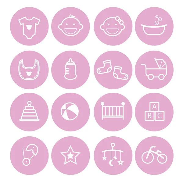 A set collection of baby icons for baby stuff — Stock Vector