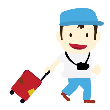 Gezgin ile Bagaj ve fotoğraf makinesi