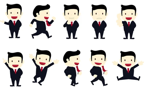 Hombre de negocios con diferentes poses — Vector de stock