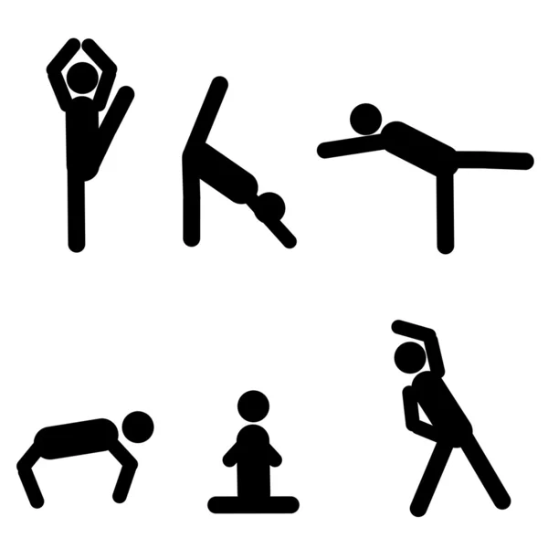 Siluet orang pose yoga - Stok Vektor