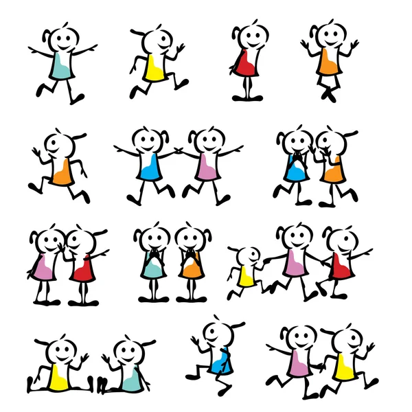 A set of collection of children stick figure — Stock Vector