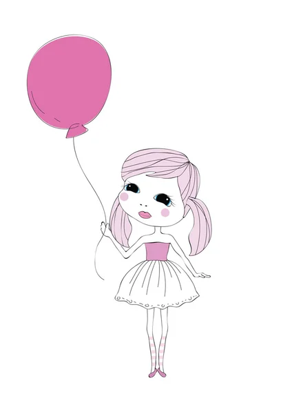 可爱的女孩与气球 — 图库矢量图片
