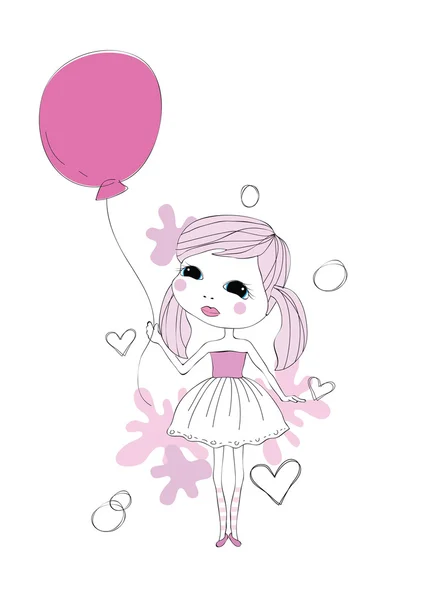 Cute girl with balloons — Stock Vector