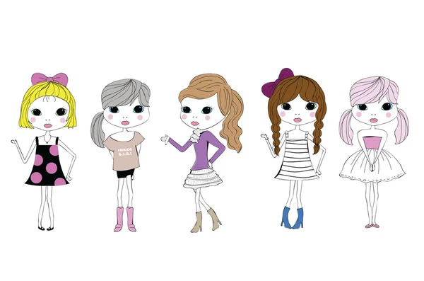 Chicas lindas — Vector de stock