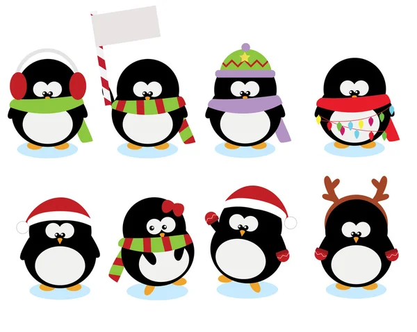 Kerst cartoon pinguïns — Stockvector