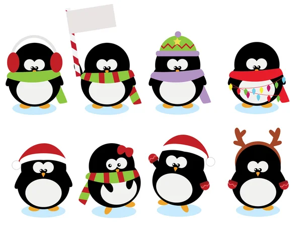 Noel karikatür penguenler Telifsiz Stok Vektörler