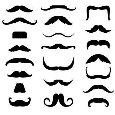 a set of collection of silhouettes mustaches for party and activities clipart