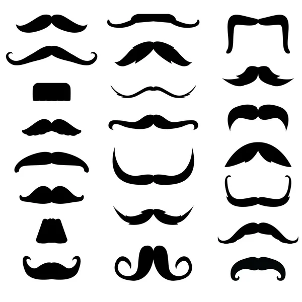 A set of collection of silhouettes mustaches for party and activities — Stock Vector