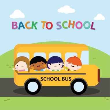 okul otobüsü okula gidecek çocuklar ile dolu