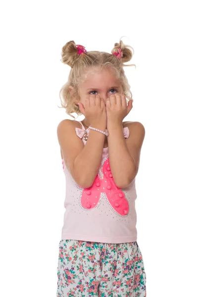 Üzgün küçük sarışın kız