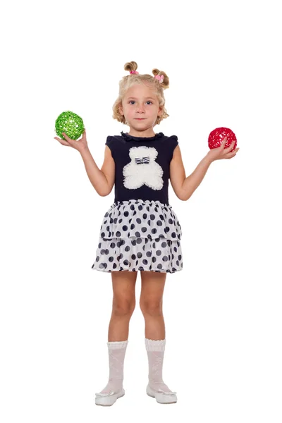 Little girl with colored balls — Stock Photo, Image