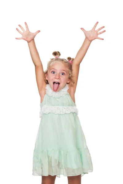 Little girl making funny face — Stock Photo, Image