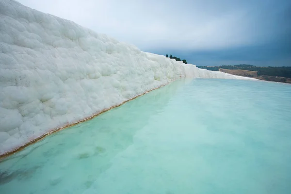 Naturalne Trawertynowe Baseny Tarasy Pamukkale Turcja — Zdjęcie stockowe