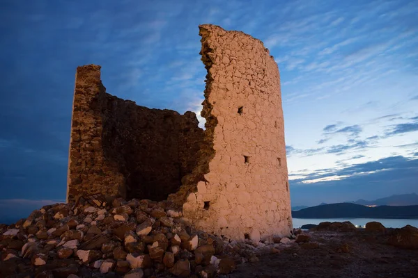 Uitzicht Een Oude Verwoeste Griekse Windmolen Bodrum Turkije Rechtenvrije Stockafbeeldingen