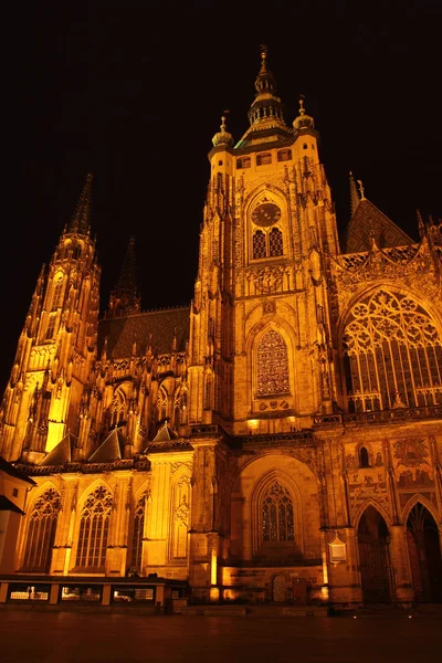 St. Vitus Cathedral w nocy — Zdjęcie stockowe