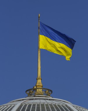 Ukrayna bayrağı parlamento üzerinde