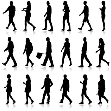 güzel siyah siluetler adamın ve kadının üzerinde beyaz backgrou