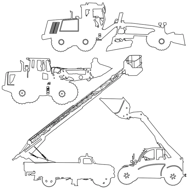 Satz von Silhouetten Baumaschinen. Vektorillustration — Stockvektor