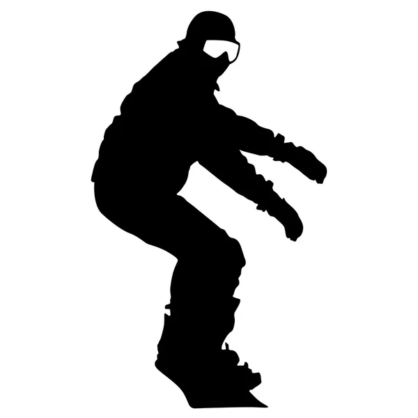 Fekete sziluettek snowboardosok fehér háttér. Vektor illu — Stock Vector