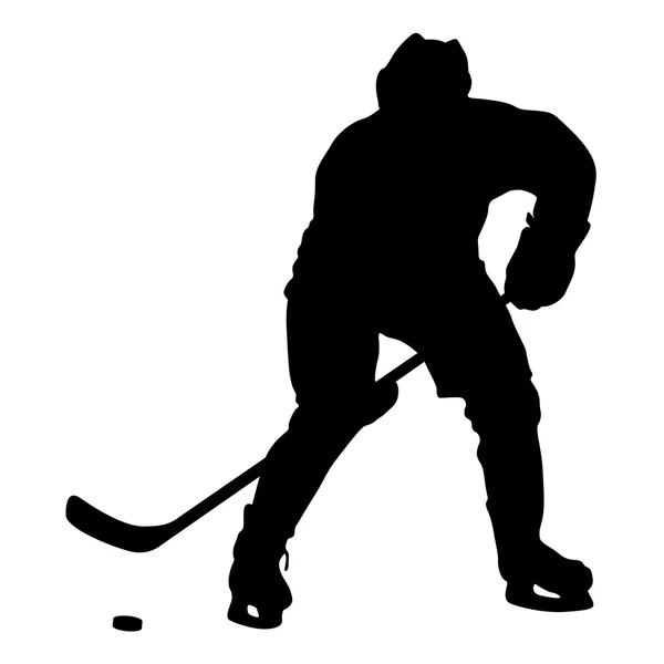 Silhouette du joueur de hockey. Isolé sur blanc. Illustrtra vectoriel — Image vectorielle