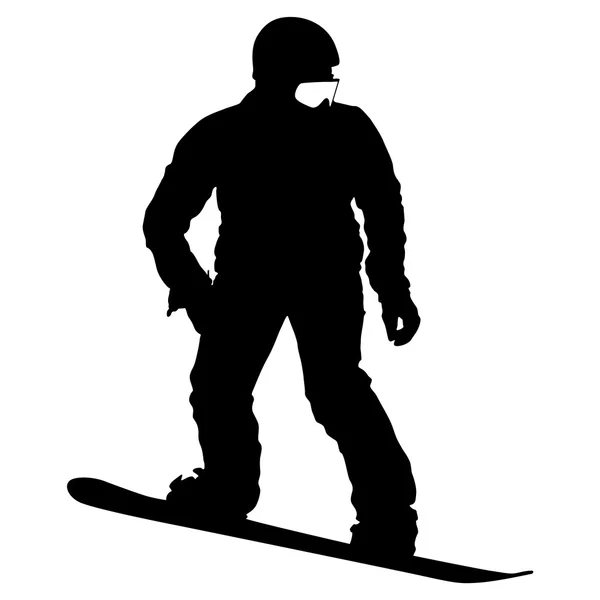 Siyah beyaz arka plan üzerinde snowboard siluetleri. Vektör Hüseyin — Stok Vektör