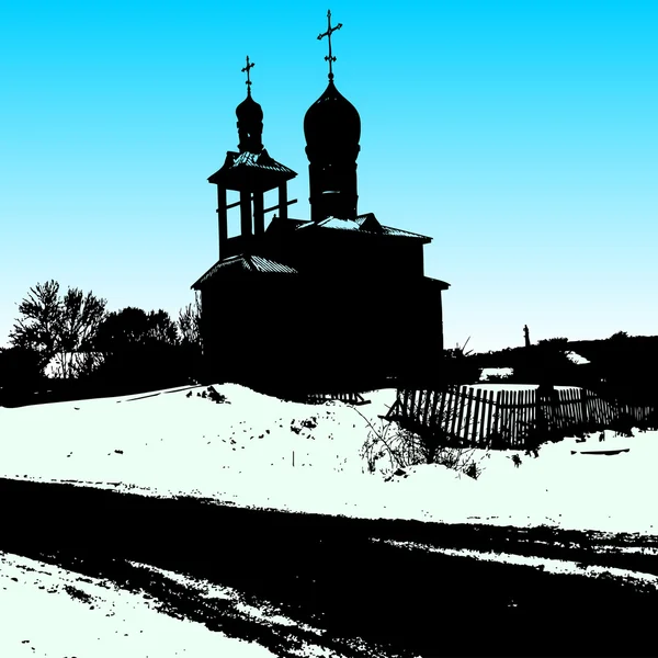 Silhouette der alten Kirche. Vektorillustration — Stockvektor