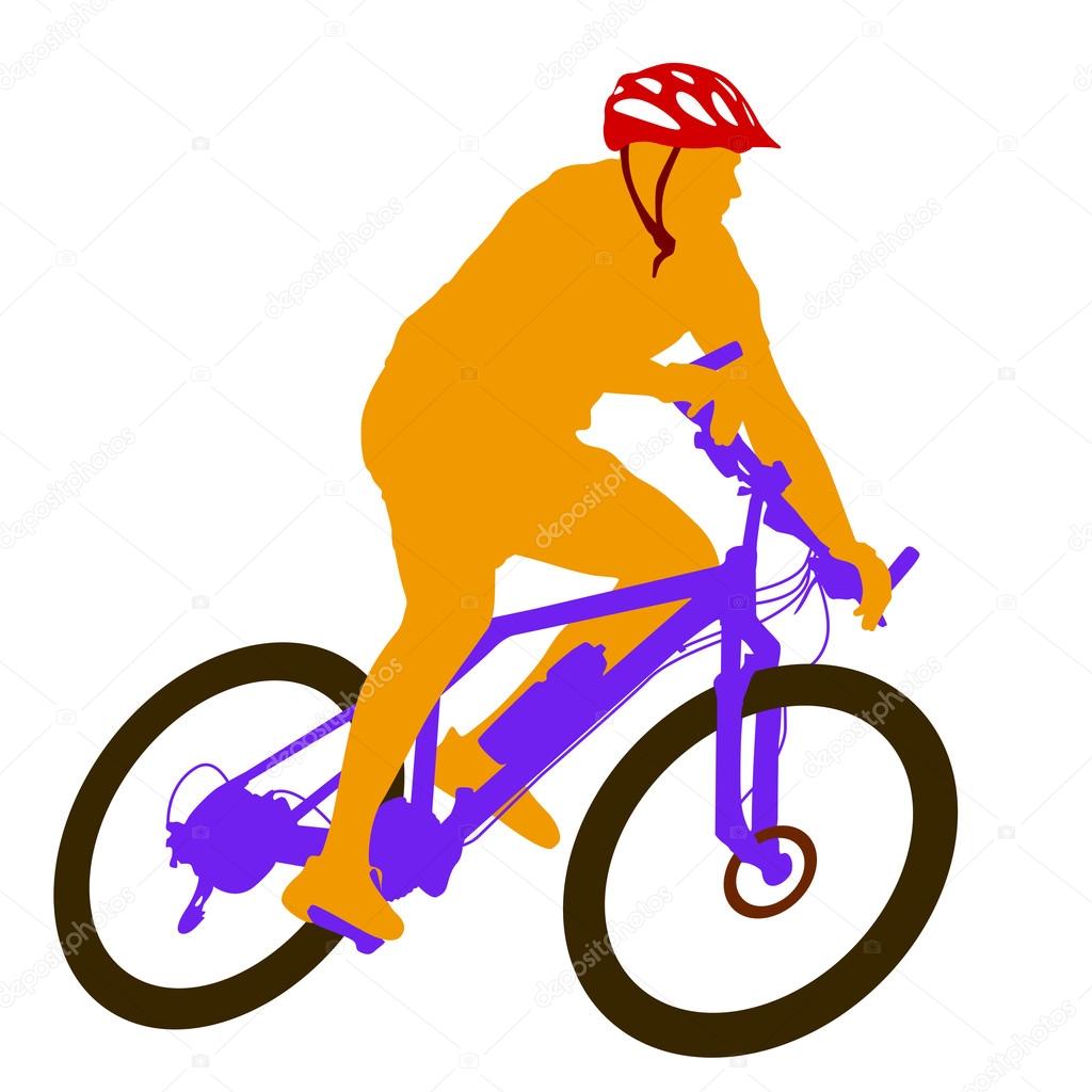 Silhouette of a cyclist male.  vector illustration