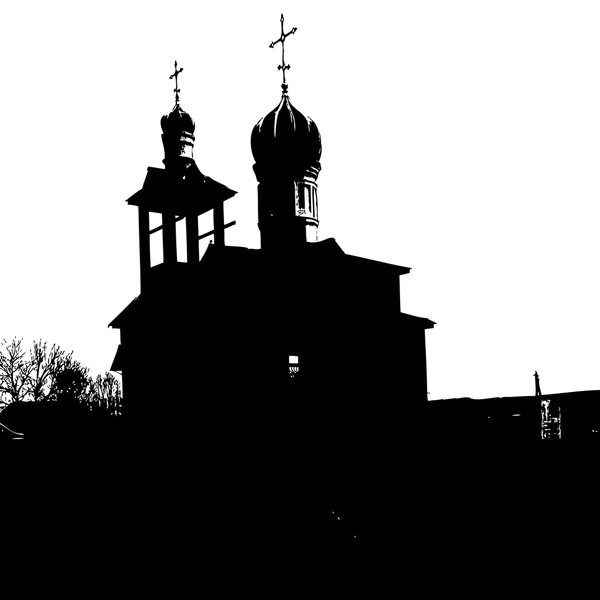 Silhouette der alten Kirche. Vektorillustration — Stockvektor