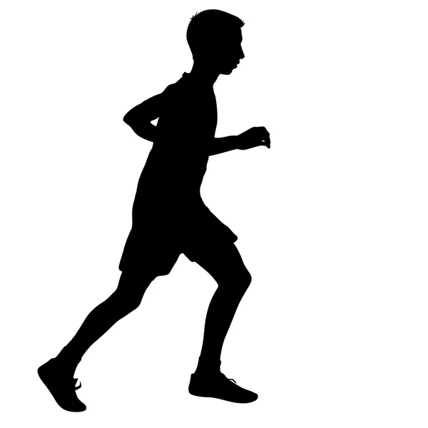 Siluet Koşucuları sürat koşusunda, beyler. vektör illüstrasyonu — Stok Vektör