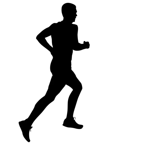 Silhouetten Lopers op sprint, mannen. vectorillustratie — Stockvector