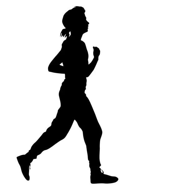 Silhouette Runners on sprint, donne. illustrazione vettoriale — Vettoriale Stock