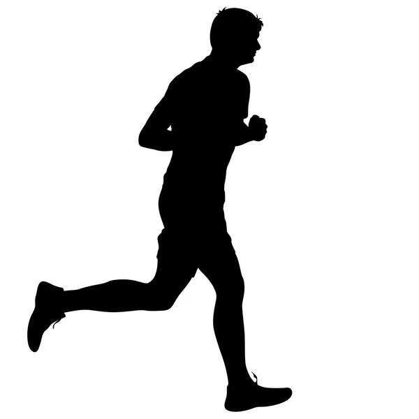 Silhouettes Runners on sprint, men. vector illustration — Stock Vector