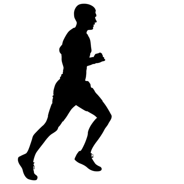 Silhouettes Runners on sprint, men. vector illustration — Stock Vector