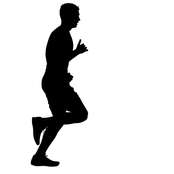 Silhouette Runners on sprint, uomini. illustrazione vettoriale — Vettoriale Stock