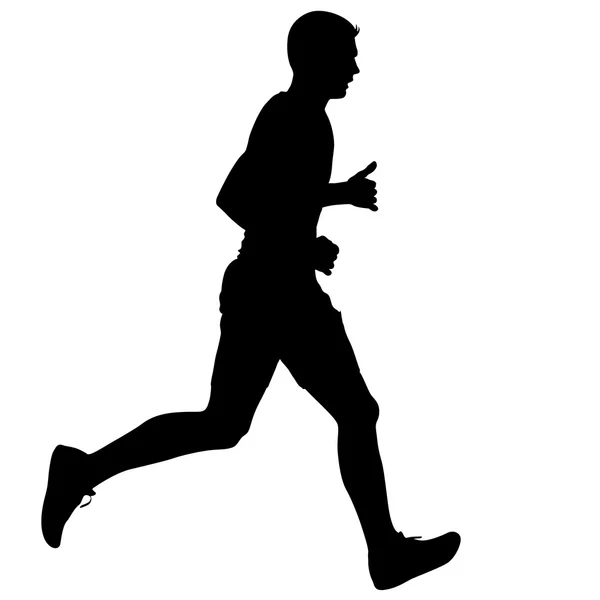 Silhouettes Runners on sprint, men. vector illustration — Stock Vector