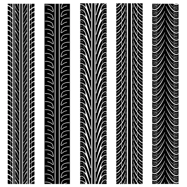 Conjunto de impresiones detalladas de neumáticos, ilustración vectorial — Archivo Imágenes Vectoriales