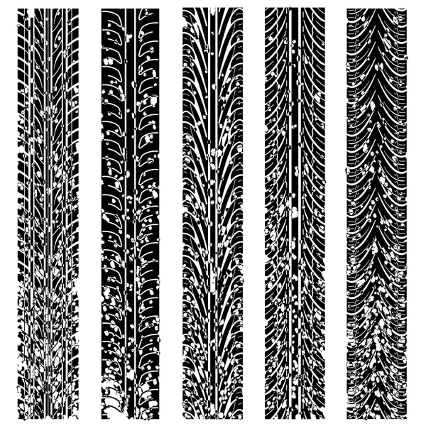 Set di impronte dettagliate di pneumatici, illustrazione vettoriale — Vettoriale Stock