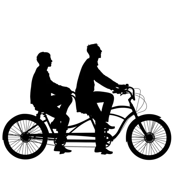 Silhueta de dois atletas em bicicleta tandem . —  Vetores de Stock