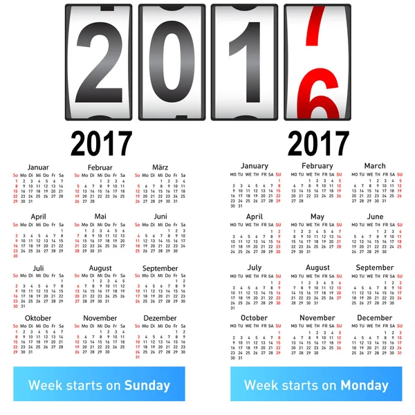 Stylowe niemiecki kalendarz na rok 2017. — Wektor stockowy