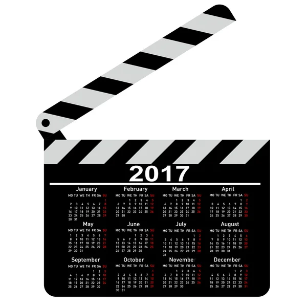 Calendrier 2017, film clapper board. Illustration vectorielle — Image vectorielle