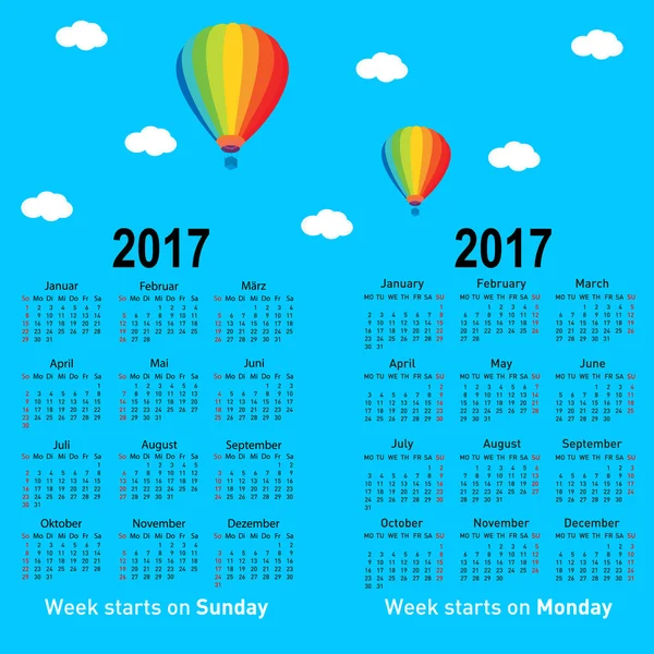 Elegante calendario tedesco per il 2017 . — Vettoriale Stock