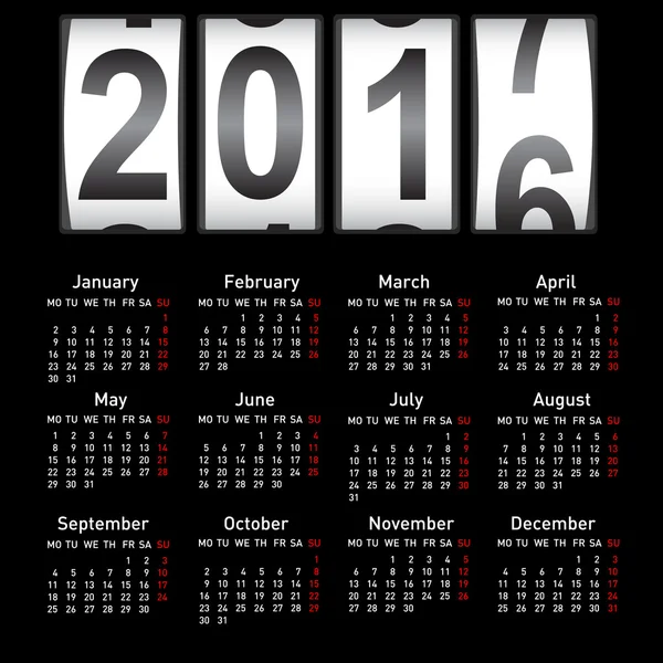 Calendario con estilo para 2017. La semana comienza el lunes — Archivo Imágenes Vectoriales