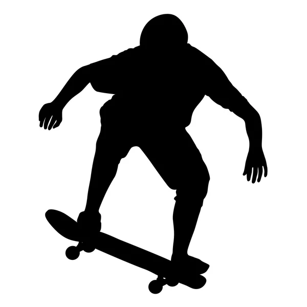 Siluety skateboardista provádí, skákání. Vektorové ilustrace — Stockový vektor