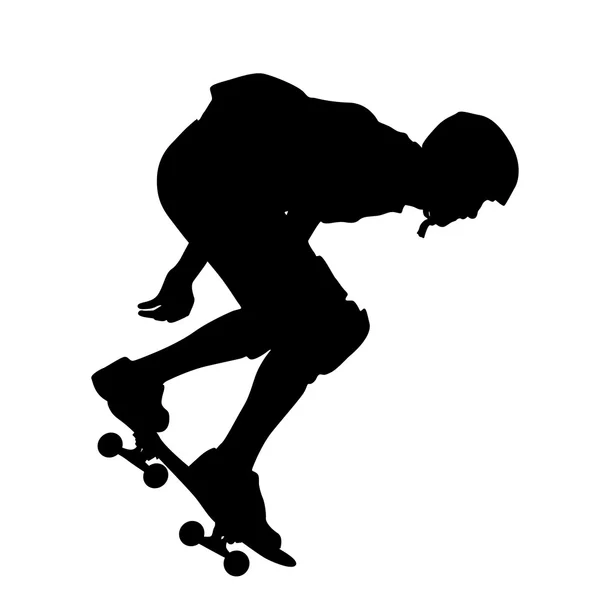 Siluetas que un skater realiza saltando. Ilustración vectorial — Vector de stock