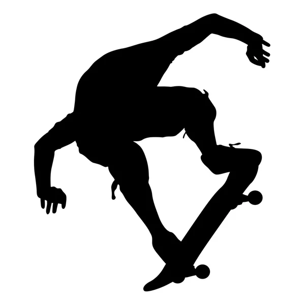 Siluetas que un skater realiza saltando. Ilustración vectorial — Vector de stock