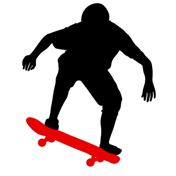 Silhouettes un skateboarder effectue des sauts. Illustration vectorielle — Image vectorielle