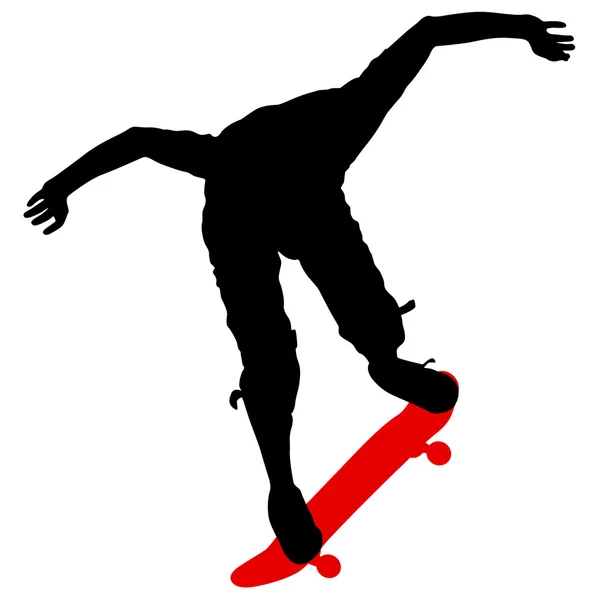 Sylwetki Skater wykonuje skoki. Ilustracja wektorowa — Wektor stockowy